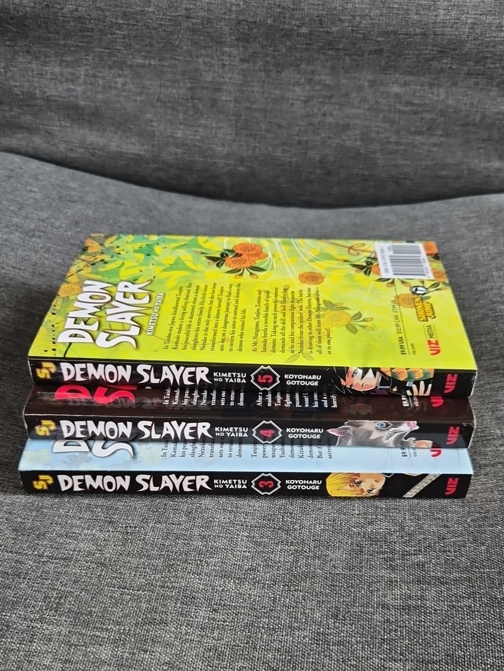 Demon Slayer Manga Volumes - Yellow/Black/Blue - Volumes 3, 4, 5